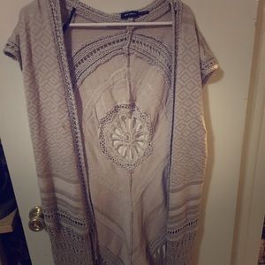 Blue pepper knit fringe vest